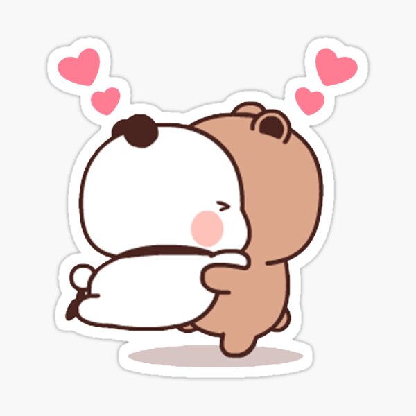 Panda And Brownie Bear Couple Sticker For Sale By Mocha Cat Redbubble 