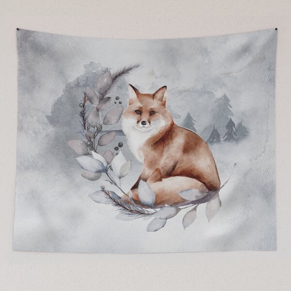 Item preview, Fox with Garland White Christmas: Happy Holidays designed and sold by OutofFocusShop.