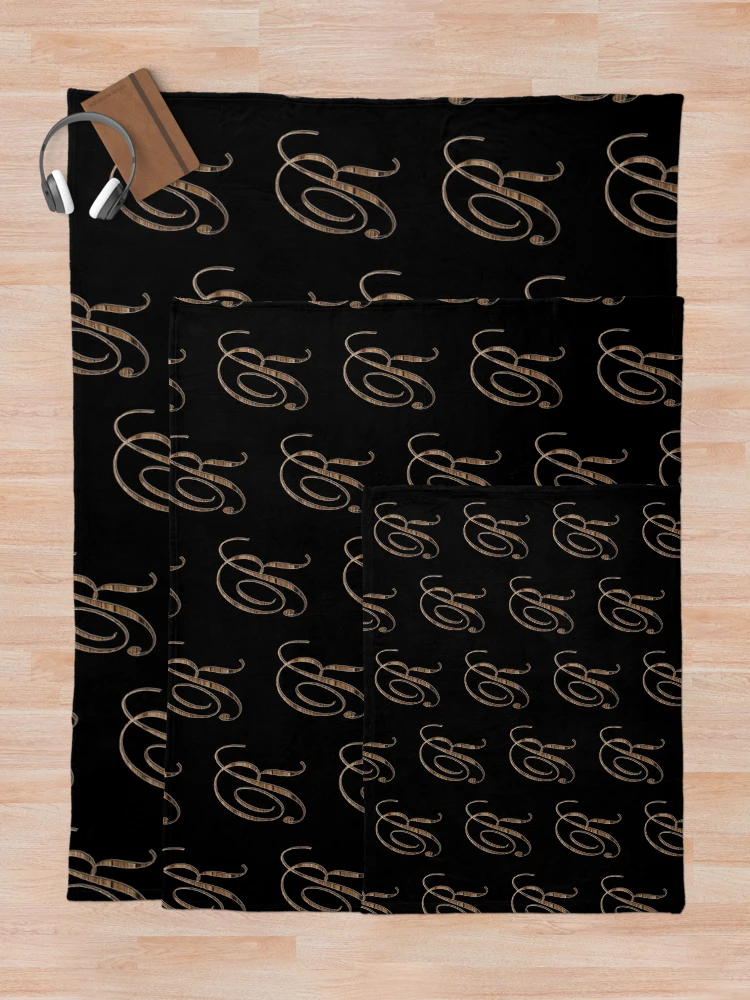 Thumbnail 5 of 6, Throw Blanket, Precision Wood Script Monogram Letter - R Small designed and sold by HananDesign13.