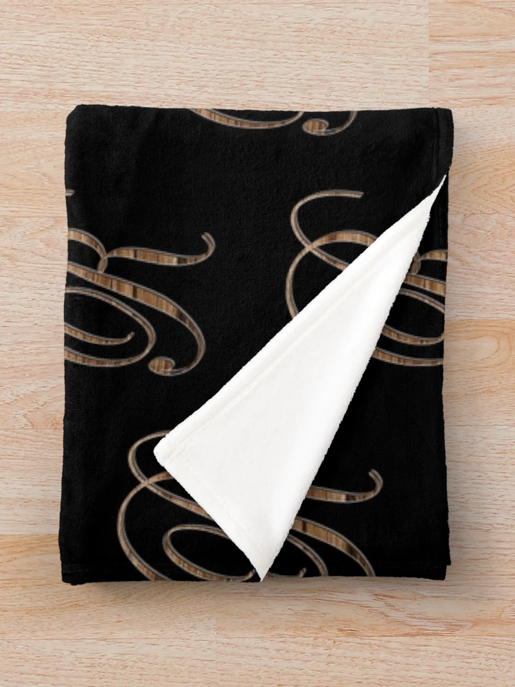 Thumbnail 3 of 6, Throw Blanket, Precision Wood Script Monogram Letter - R Small designed and sold by HananDesign13.