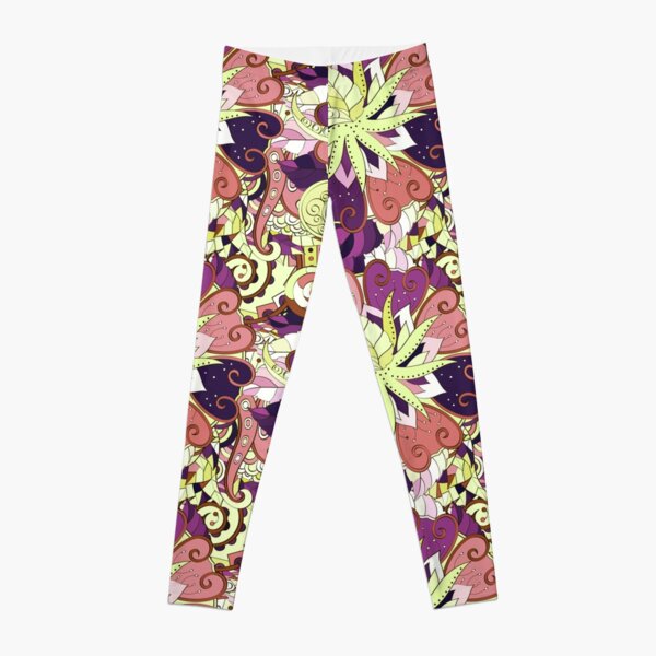 tracery pattern doodle colorful, psychedelic lover Leggings