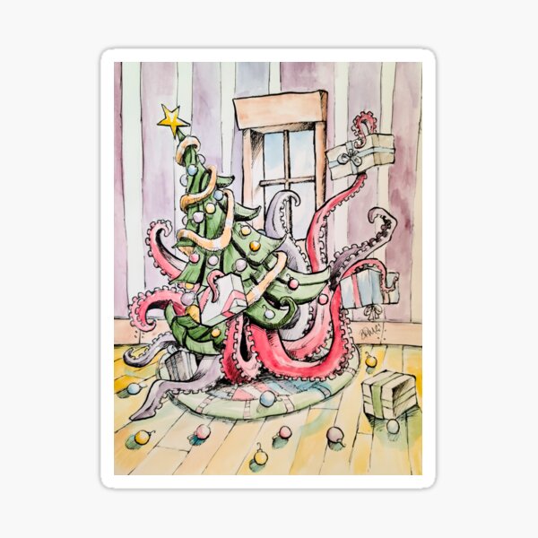 Octo-Christmas Tree Sticker