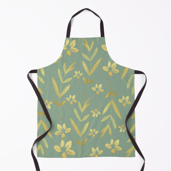 Item preview, Gold Leaf and Flower Pattern on Dark Sea Green Background designed and sold by Lisa Thomas.