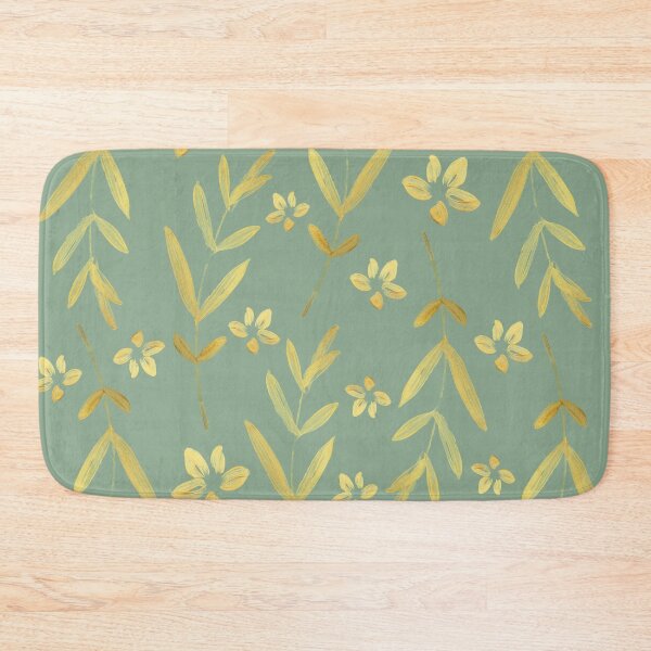 Item preview, Gold Leaf and Flower Pattern on Dark Sea Green Background designed and sold by Lisa Thomas.