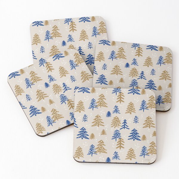 Item preview, Christmas Trees – Gold & Navy designed and sold by Cat Coquillette.