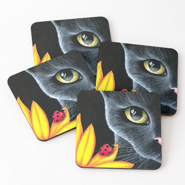 Item preview, Black Cat with ladybug 510 designed and sold by artbylucie.