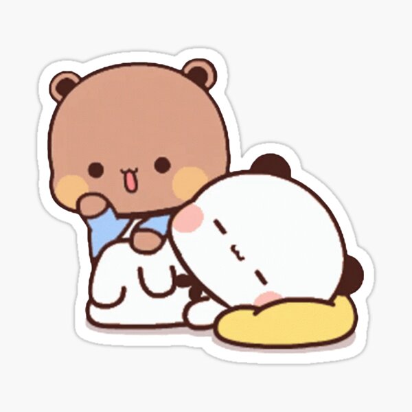 Panda And Brownie Bear Couple Sticker For Sale By Mocha Cat Redbubble 