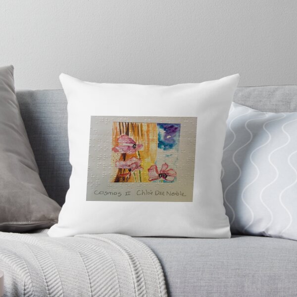 “Cosmos II” ~ watercolor print over Braille Throw Pillow