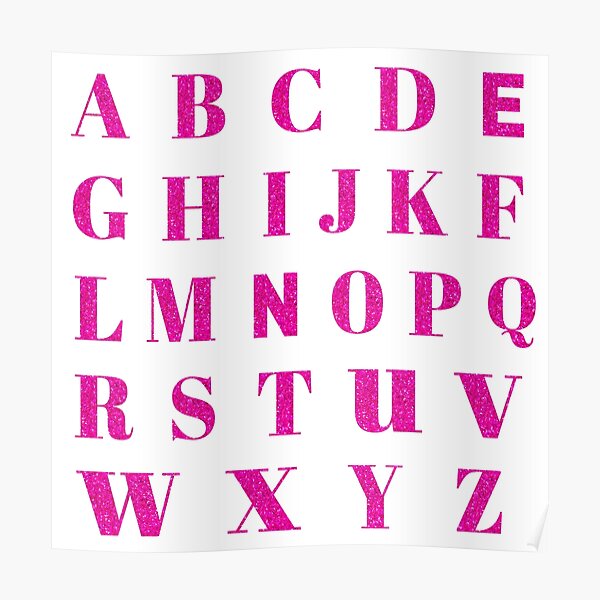 "Pink glitter alphabet letter pack" Poster for Sale by ArkPrintDesign