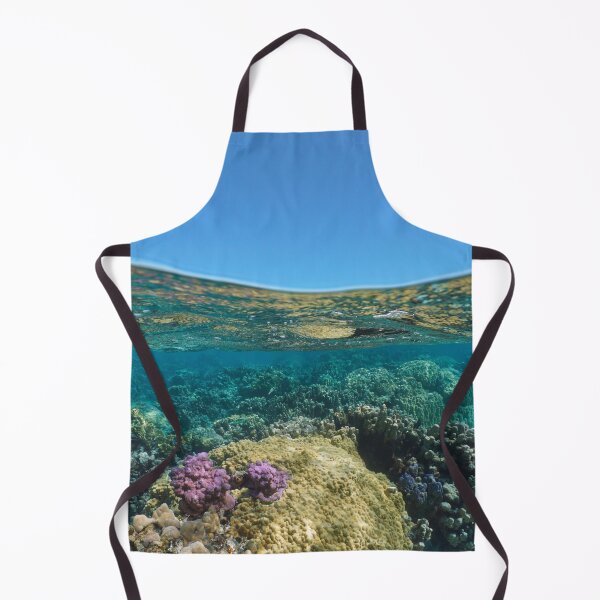 Item preview, Coral reef underwater sea and blue sky seascape over under water designed and sold by Seaphotoart.