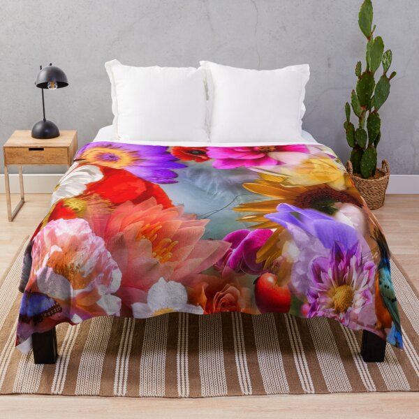 flower and color Throw Blanket
