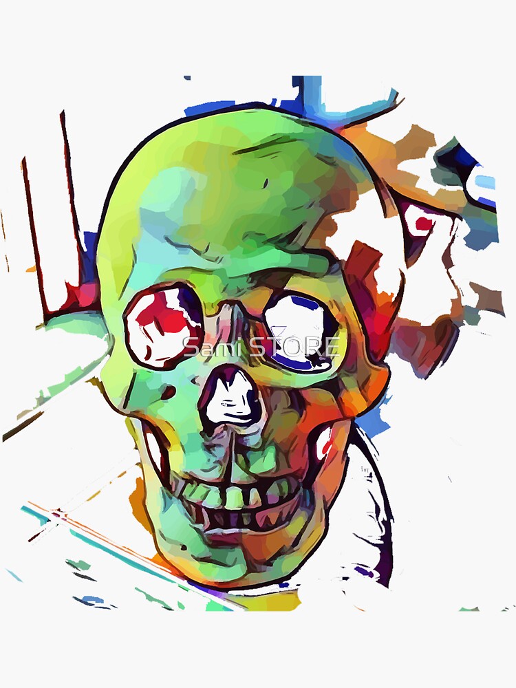 Trippy Colorful Skull Sticker for Sale by Jamest406