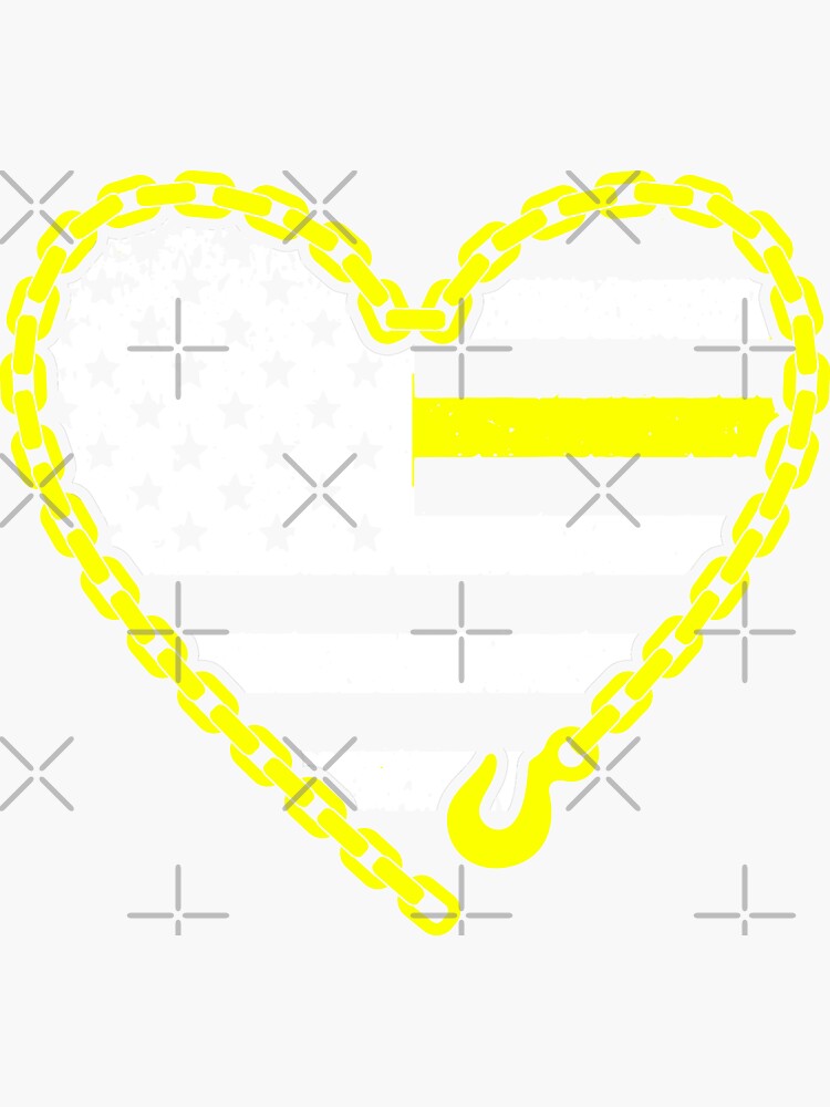 "Yellow Tow Hook Chain American Flag Tow Truck Driver Heart Towing