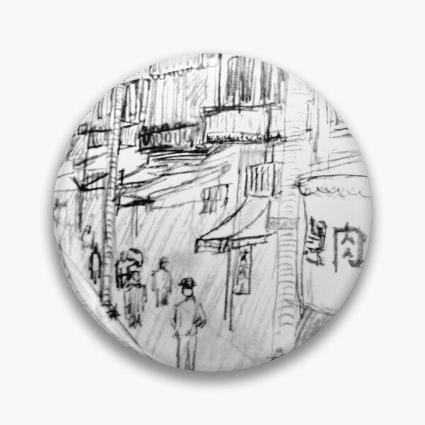 Item preview, Sketch of bw image of san diego chinatown in 1900s designed and sold by OcasionlSnkrddl.