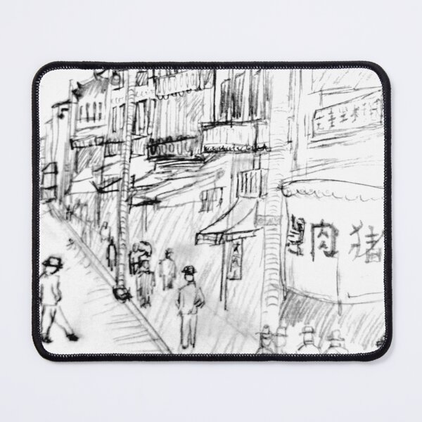 Item preview, Sketch of bw image of san diego chinatown in 1900s designed and sold by OcasionlSnkrddl.