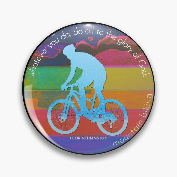 Item preview, Mountain Biking Bible Verse Silhouette Retro Vintage Watercolour Backdrop designed and sold by TheKingdomAttic.