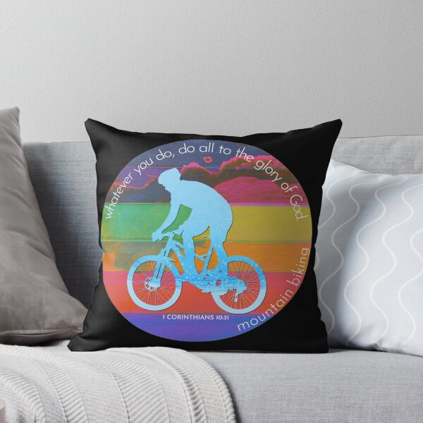 Item preview, Mountain Biking Bible Verse Silhouette Retro Vintage Watercolour Backdrop designed and sold by TheKingdomAttic.