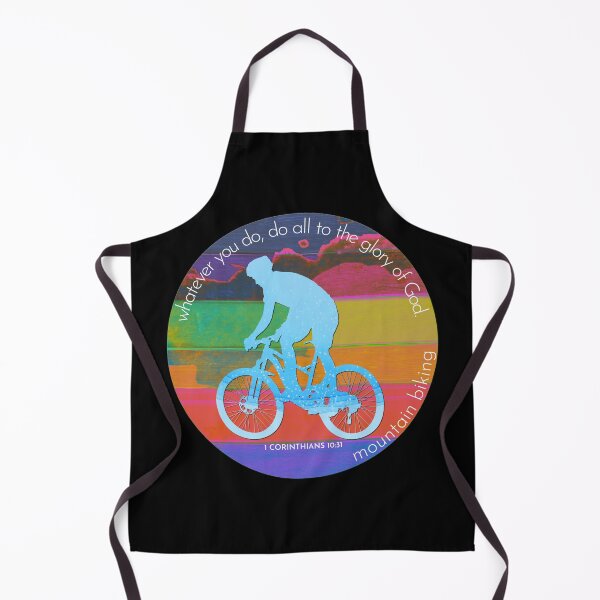 Item preview, Mountain Biking Bible Verse Silhouette Retro Vintage Watercolour Backdrop designed and sold by TheKingdomAttic.