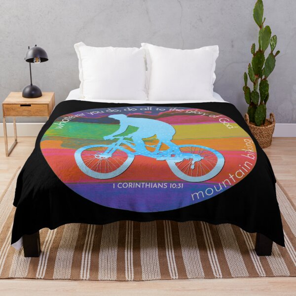 Item preview, Mountain Biking Bible Verse Silhouette Retro Vintage Watercolour Backdrop designed and sold by TheKingdomAttic.