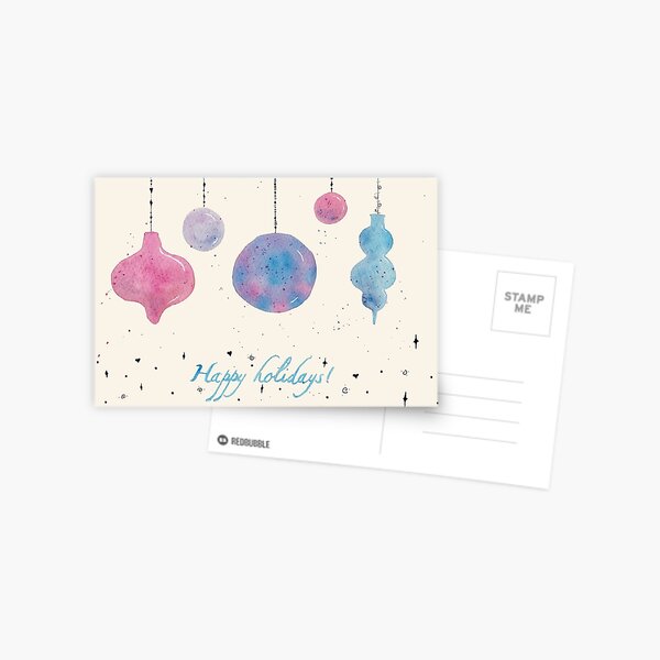 Christmas Tree Ornaments (Pink/Purple/Blue) Postcard