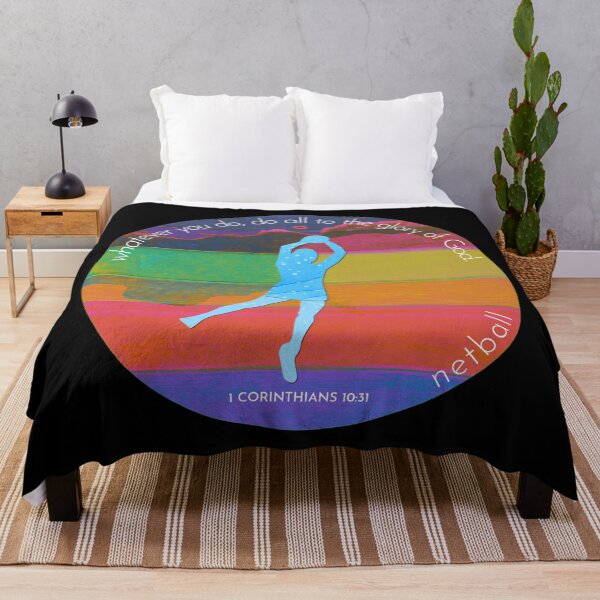 Artikelvorschau, Netball Bibel Vers Silhouette Retro Vintage Aquarell Hintergrund entworfen und verkauft von TheKingdomAttic.