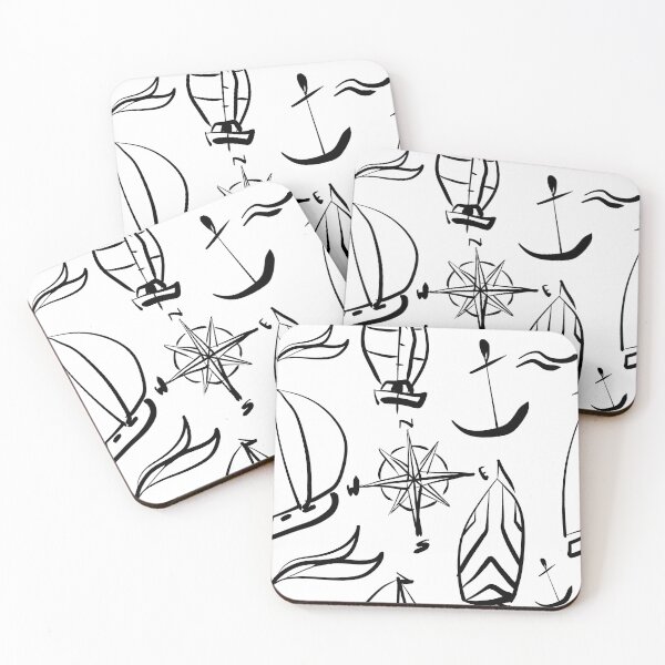 Item preview, b’n’w sailboats designed and sold by NitArtCafe.