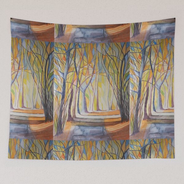 Item preview, Abstract autumnal woodland watercolour scene designed and sold by esvb.