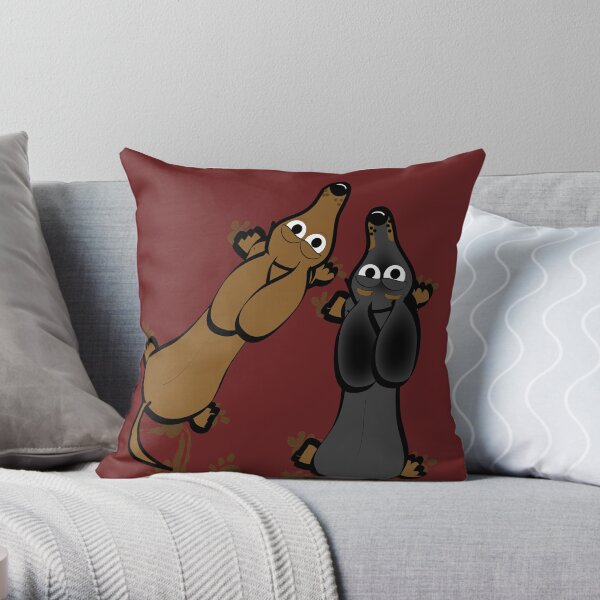 Smooth haired dachshunds Throw Pillow