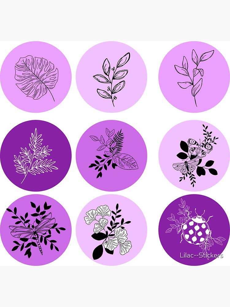 Minimal Floral Circle - Plum – Little Linda Stickers