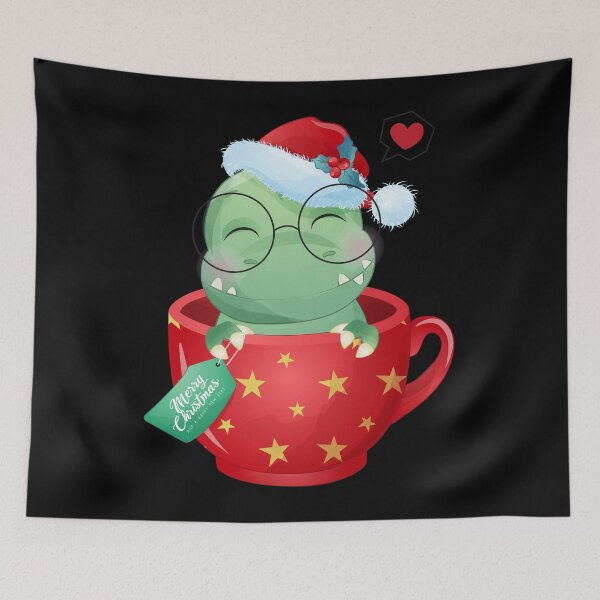 Item preview, Cute Kids Christmas Dinosaur in tea cup designed and sold by dogeatdoug.