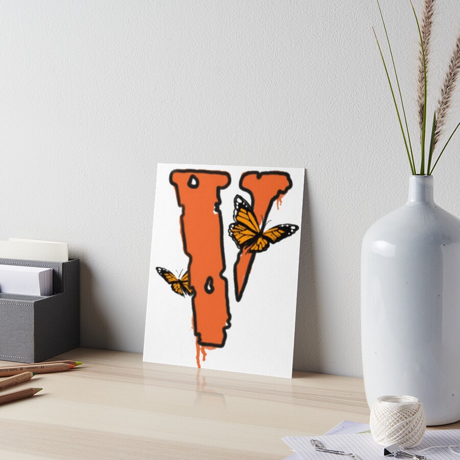 "juice wrld x vlone butterfly tshirt white" Art Board Print by