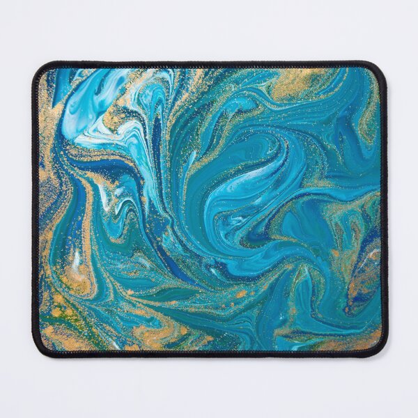 Item preview, Turquoise Blue & Gold Liquid Marble Painting designed and sold by newburyboutique.