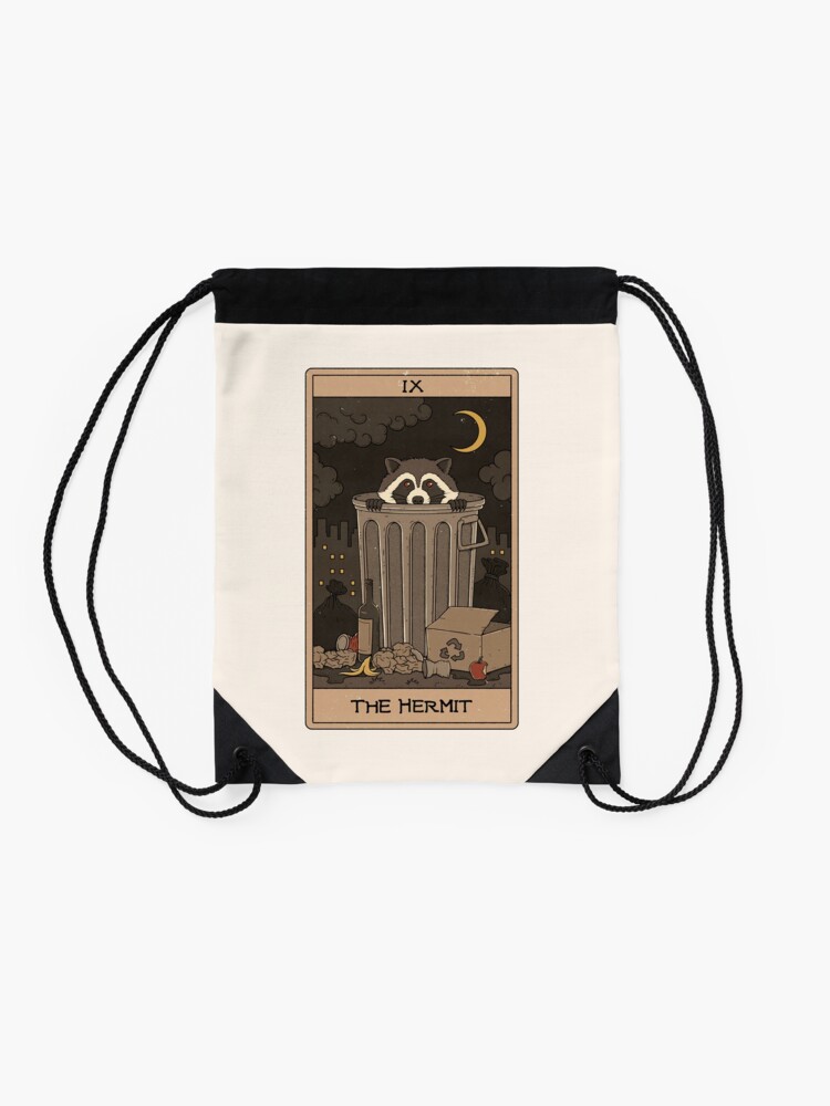 Alternate view of The Hermit - Raccoons Tarot Drawstring Bag