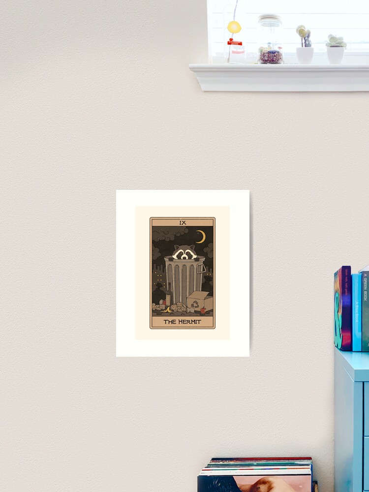 Thumbnail 1 of 3, Art Print, The Hermit - Raccoons Tarot designed and sold by thiagocorream.
