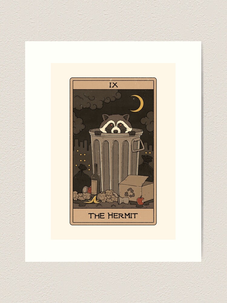 Thumbnail 2 of 3, Art Print, The Hermit - Raccoons Tarot designed and sold by thiagocorream.