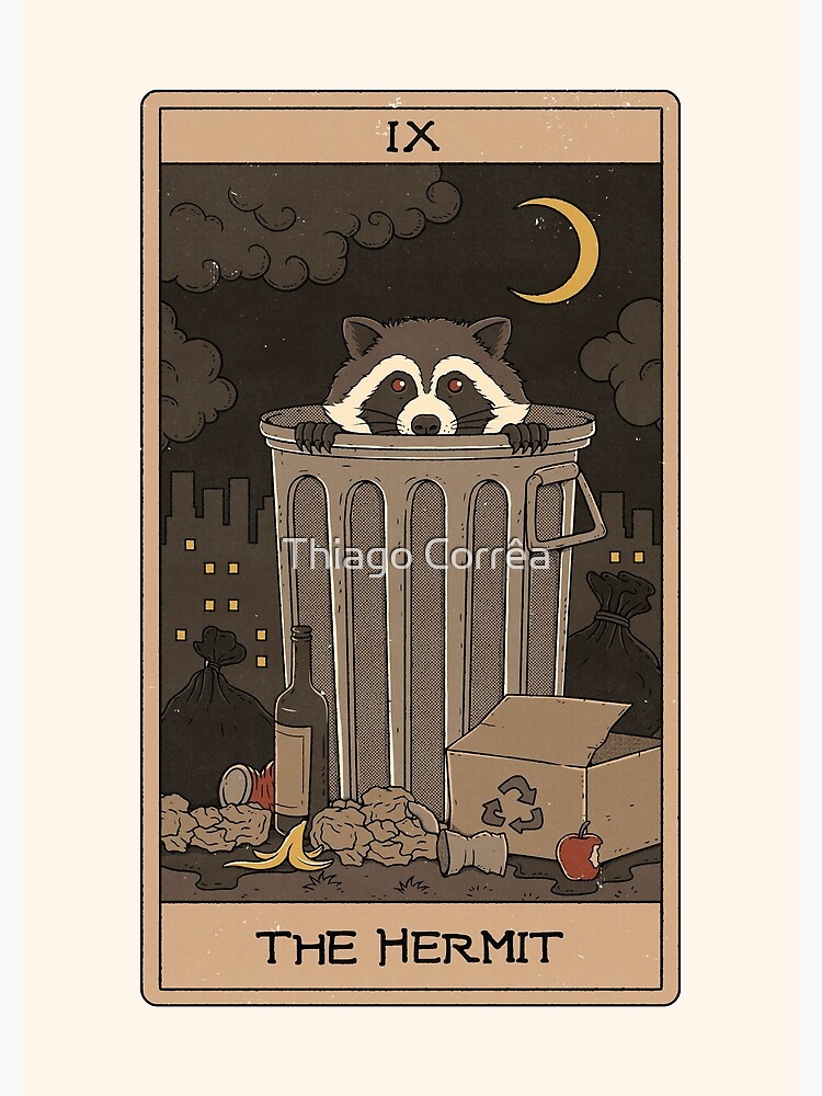 Thumbnail 3 of 3, Art Print, The Hermit - Raccoons Tarot designed and sold by thiagocorream.