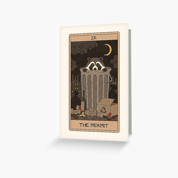 Vista previa del artículo con la obra «El Ermitaño - Tarot de los Mapaches», diseñado y vendido por Thiago Corrêa.