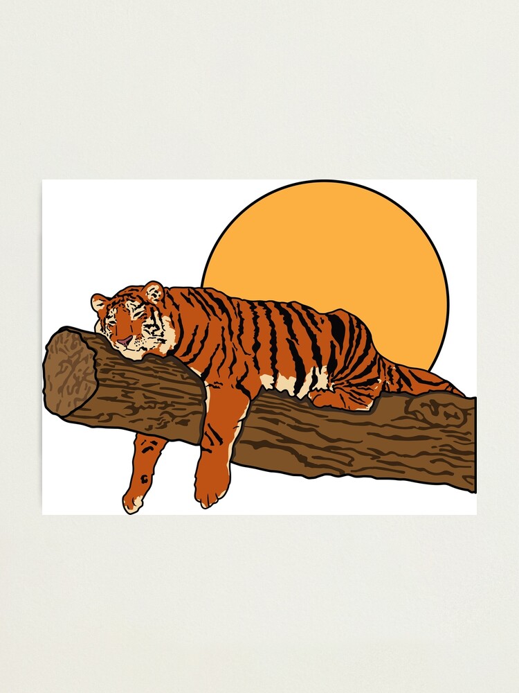 Illustration majestic bengal tiger resting or sleeping full body