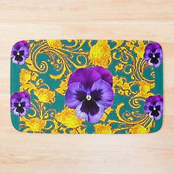 Item preview, ,SPRING PURPLE PANSY FLOWERS TEAL ART  designed and sold by sharlesart.