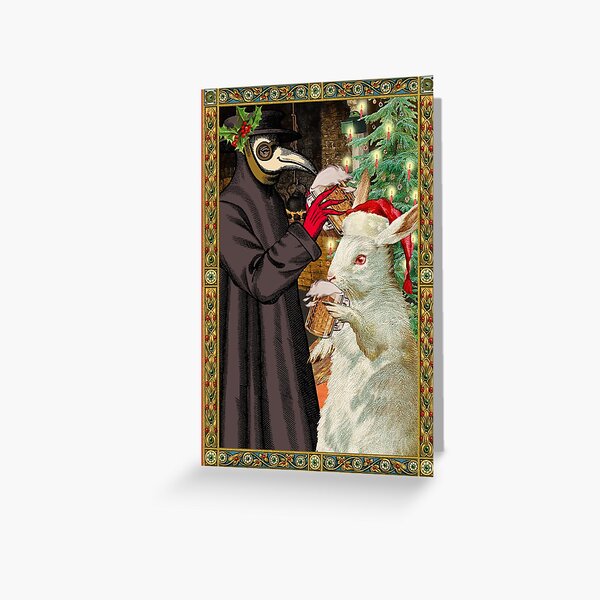 Item preview, Christmas - Plague Doctor and Rabbit designed and sold by GrayHareCards.