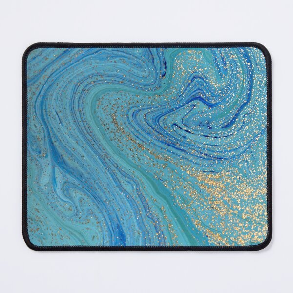 Item preview, Turquoise Blue & Gold Liquid Marble Art designed and sold by newburyboutique.