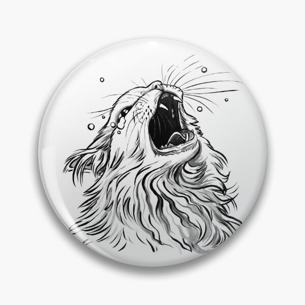 Item preview, White/Lines-Only Screaming Thurston Meme Cat designed and sold by Thurstonwaffles.