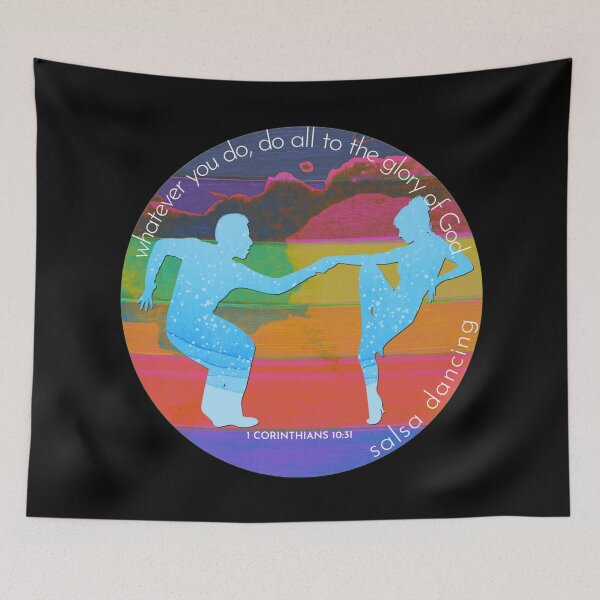 Item preview, Salsa Dancing Bible Verse Silhouette Retro Vintage Watercolour Backdrop designed and sold by TheKingdomAttic.