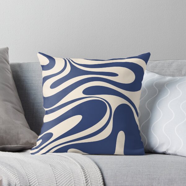 Aperçu de l'œuvre Retro Fantasy Swirl Abstract en bleu et crème créée et vendue par kierkegaard.