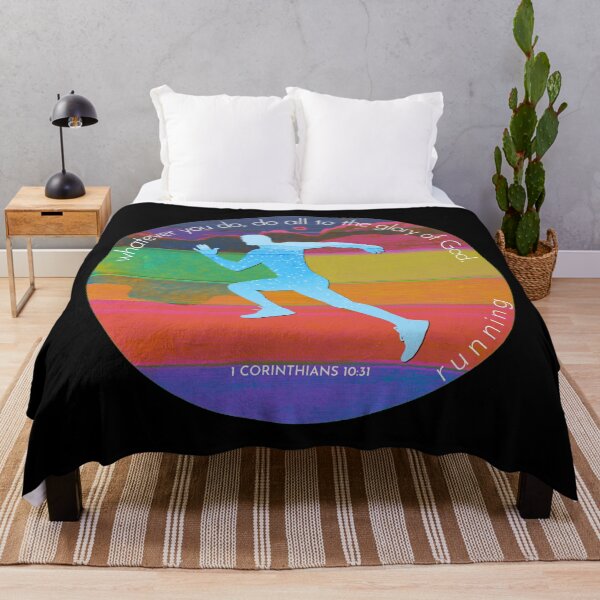 Item preview, Running Bible Verse Silhouette Retro Vintage Watercolour Backdrop designed and sold by TheKingdomAttic.