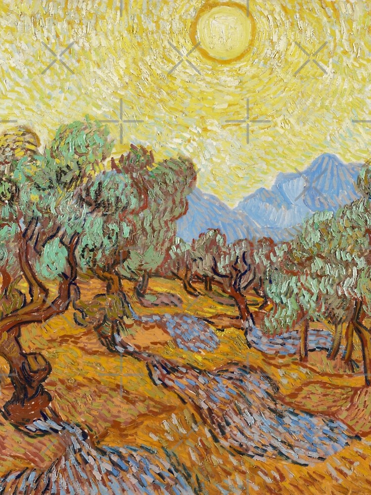 Aperçu 4 sur 4. Robe trapèze avec l'œuvre Vincent Van Gogh "Oliviers avec ciel jaune et soleil", 1889 créée et vendue par ALD1.