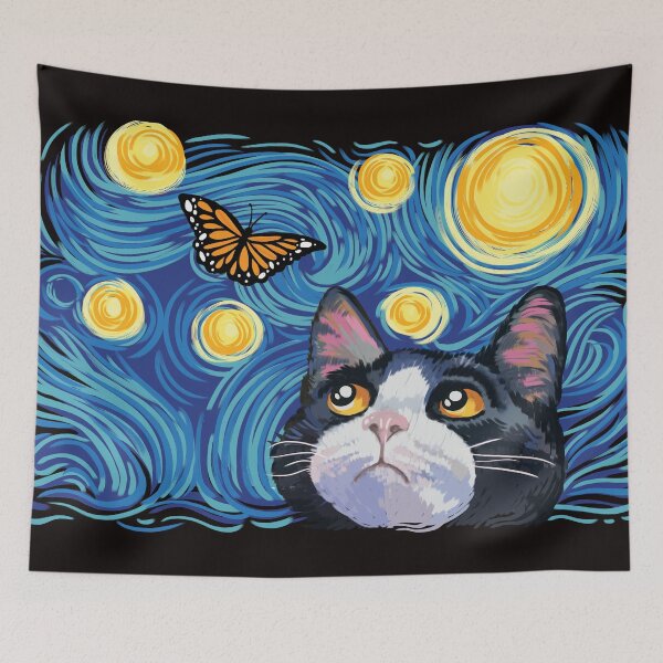 Item preview, The Starry Night Cat Art  designed and sold by SuperrSunday.