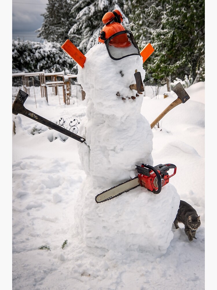 Artwork view, Great Canadian Snowman with chainsaw designed and sold by naturediver
