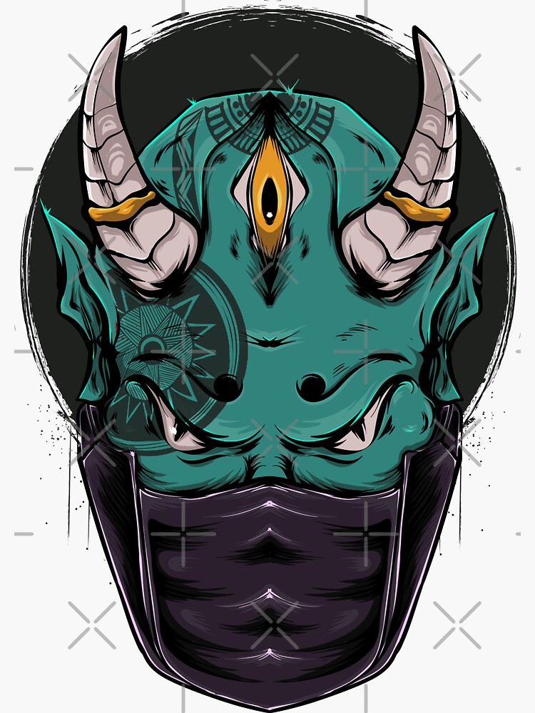 Premium Vector  Oni sketch illustration with ninja mask and mandala tattoo