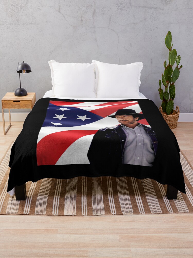 Thumbnail 1 of 6, Throw Blanket, Walker Texas Ranger Chuck Norris Patriotic 20 Retro Graphic Shir designed and sold by IANVALD.